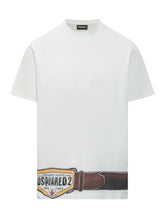 DSQUARED2 - T-shirt Loose Fit con Stampa Cintura - Bianco - LIDIASHOPPING® - Official Website