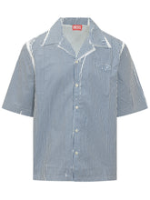 DIESEL - Camicia S-Brack-Qmbz a Righe con Colletto Bowling - Blu | Lidia Shopping ® | Official Website