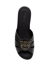 PINKO - Leather Sliders with Metal Detail - Black - LIDIASHOPPING® - Official Website