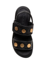 PINKO - Leather Sandal with Metal Detail - Black - LIDIASHOPPING® - Official Website