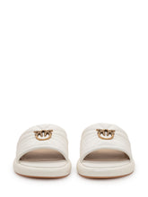 PINKO - Ciabatta in pelle imbottita con dettaglio logo - Bianco | Lidia Shopping ® | Official Website