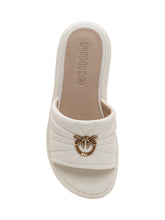 PINKO - Ciabatta in pelle imbottita con dettaglio logo - Bianco | Lidia Shopping ® | Official Website