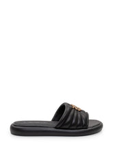 PINKO - Padded Leather Sliders with Logo Detail - Black - LIDIASHOPPING® - Official Website