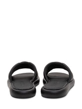 PINKO - Padded Leather Sliders with Logo Detail - Black - LIDIASHOPPING® - Official Website