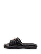 PINKO - Padded Leather Sliders with Logo Detail - Black - LIDIASHOPPING® - Official Website