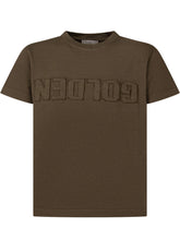 GOLDEN GOOSE KIDS - T-shirt with Raised Front Logo - Green - LIDIASHOPPING® - Official Website