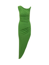 ELISABETTA FRANCHI - Abito Midi Monospalla Drappeggiato - Verde | Lidia Shopping ® | Official Website