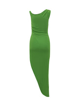 ELISABETTA FRANCHI - Abito Midi Monospalla Drappeggiato - Verde | Lidia Shopping | Official Website