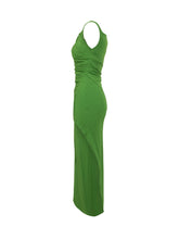 ELISABETTA FRANCHI - Abito Midi Monospalla Drappeggiato - Verde | Lidia Shopping | Official Website