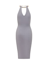 ELISABETTA FRANCHI - Knit Dress with V Neck and Neck Detail - Pink - LIDIASHOPPING® - Official Website