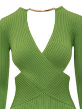 ELISABETTA FRANCHI - Cross Over Knit Maxi Dress - Green - LIDIASHOPPING® - Official Website