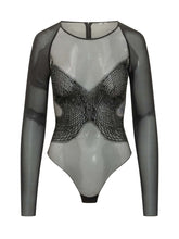 ELISABETTA FRANCHI - Body Ricamato Manica Lunga - Nero - LIDIASHOPPING® - Official Website