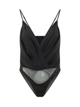 ELISABETTA FRANCHI - Draped Bodysuit - Black - LIDIASHOPPING® - Official Website
