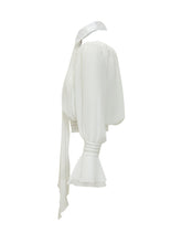 ELISABETTA FRANCHI - Shirt with Collar and Tie - White - LIDIASHOPPING® - Official Website