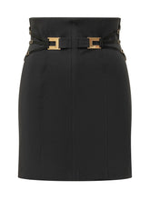 ELISABETTA FRANCHI - Gonna a Vita Alta con Cinturini e Fibbie - Nero | Lidia Shopping ® | Official Website