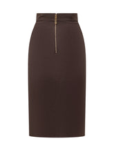 ELISABETTA FRANCHI - High Waist Midi Skirt with Belt - Brown | Lidia Shopping ® | Official Website