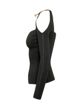 ELISABETTA FRANCHI - Tricot Top with Heart Neckline and Neck Detail - Black - LIDIASHOPPING® - Official Website