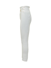 ELISABETTA FRANCHI - Pantalone con Dettagli Dorati - Bianco - LIDIASHOPPING® - Official Website