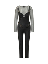 ELISABETTA FRANCHI - Mesh Detail Jumpsuit - Black - LIDIASHOPPING® - Official Website