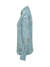 PINKO - Christa Fluid Shirt with Embroidery - Blue - LIDIASHOPPING® - Official Website