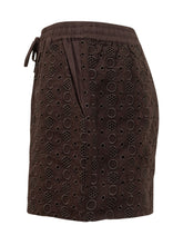 PINKO - Pantaloni Corti con Ricamo Traforato - Marrone - LIDIASHOPPING® - Official Website