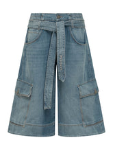 PINKO - Bermuda in Denim con Tasche Cargo - Blu | Lidia Shopping | Official Website