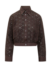 PINKO - Cropped Shirt with Broderie and Collar - Brown - LIDIASHOPPING® - Official Website
