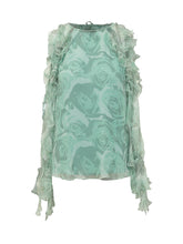 PINKO - Saiak Creponne Blouse with Floral Print - Green - LIDIASHOPPING® - Official Website