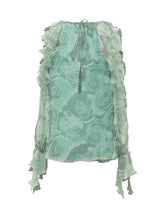 PINKO - Saiak Creponne Blouse with Floral Print - Green - LIDIASHOPPING® - Official Website