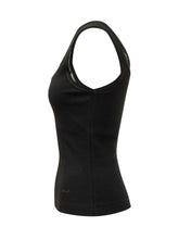 PINKO - Logo Tulle Insert Ribbed Tank Top - Black - LIDIASHOPPING® - Official Website