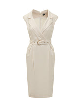 PINKO - Dress Amadine with Belt and Lapel Neckline - Beige - LIDIASHOPPING® - Official Website
