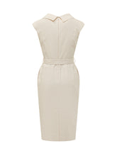 PINKO - Dress Amadine with Belt and Lapel Neckline - Beige - LIDIASHOPPING® - Official Website