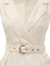 PINKO - Dress Amadine with Belt and Lapel Neckline - Beige - LIDIASHOPPING® - Official Website