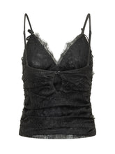 PINKO - Lace Top with Straps and V Neck - Black - LIDIASHOPPING® - Official Website