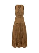 PINKO - Casarsa V Neck Dress with Ruffles - Brown - LIDIASHOPPING® - Official Website