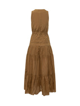 PINKO - Casarsa V Neck Dress with Ruffles - Brown - LIDIASHOPPING® - Official Website