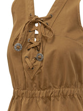 PINKO - Casarsa V Neck Dress with Ruffles - Brown - LIDIASHOPPING® - Official Website