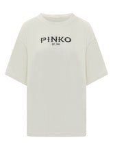 PINKO - Carmagnola T-shirt with Short Sleeves and Logo Print - White - LIDIASHOPPING® - Official Website