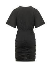 PINKO - Anguillara Dress with Short Sleeves and Side Ruching - Black - LIDIASHOPPING® - Official Website