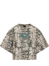 PINKO - Cropped T-shirt with Print and Logo - Beige - LIDIASHOPPING® - Official Website