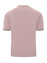 PAOLO PECORA - Short Sleeve Sweater with Contrast Crew Neck - Pink - LIDIASHOPPING® - Official Website