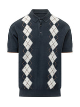 PAOLO PECORA - Argyle Short-Sleeve Polo - Blue - LIDIASHOPPING® - Official Website