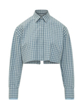MSGM - Cropped Check Shirt - Blue - LIDIASHOPPING® - Official Website