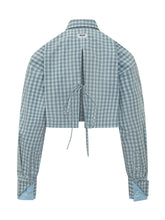 MSGM - Cropped Check Shirt - Blue - LIDIASHOPPING® - Official Website
