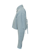 MSGM - Cropped Check Shirt - Blue - LIDIASHOPPING® - Official Website