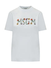 MSGM - Floral Logo T-Shirt - White - LIDIASHOPPING® - Official Website