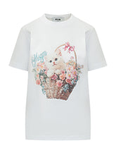 MSGM - Kitten Print T Shirt - White - LIDIASHOPPING® - Official Website