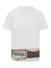 DSQUARED2 - T-shirt with Belt Print - White - LIDIASHOPPING® - Official Website