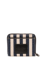 MARC JACOBS - Portafoglio The Mini Compact Wallet a Righe - Blu - LIDIASHOPPING® - Official Website