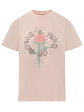 GANNI - T-shirt Oversized con Stampa Grafica - Rosa - LIDIASHOPPING® - Official Website